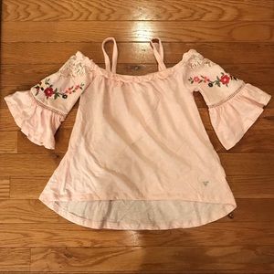 Girls Size M (10/12) Soft Pink Guess Top